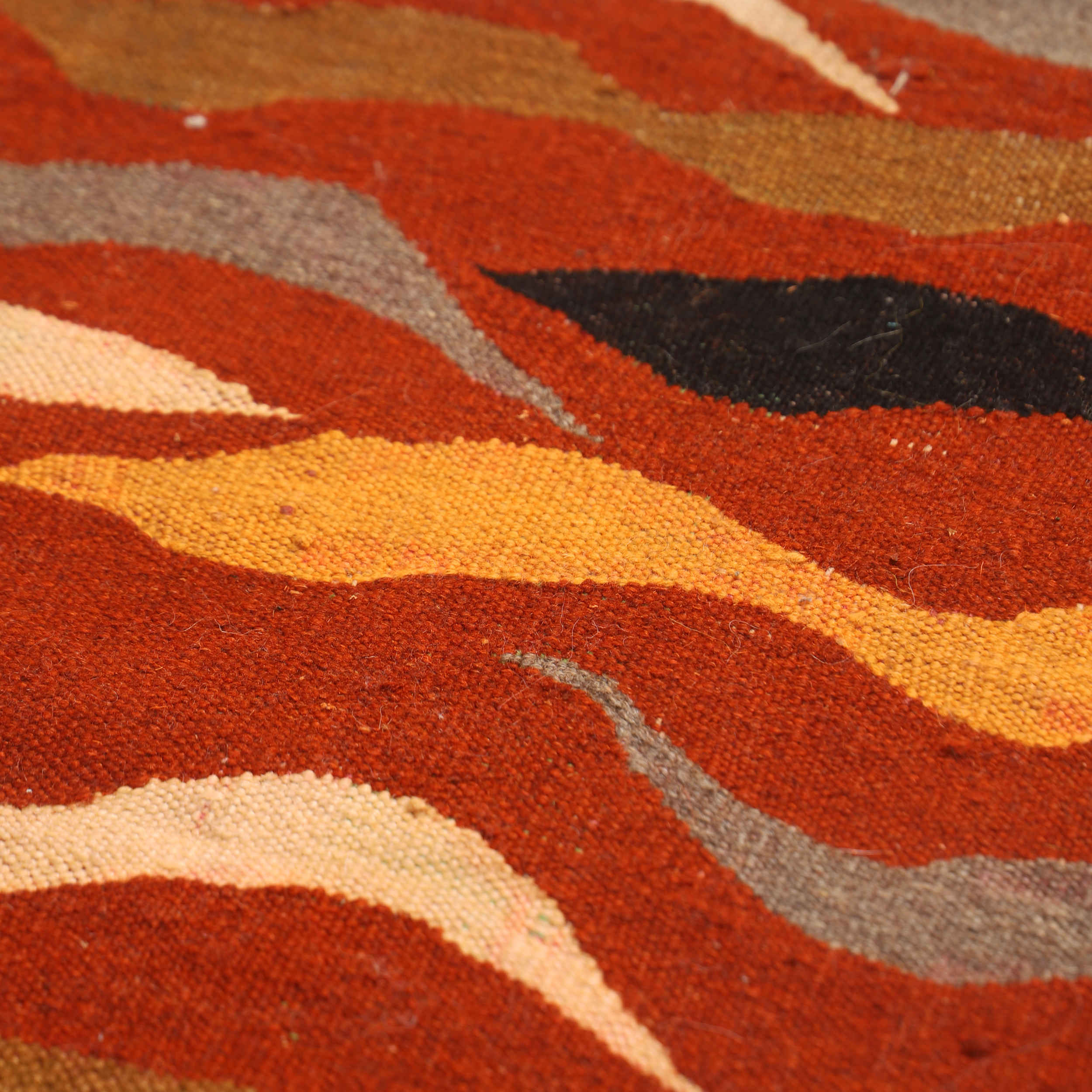 Price and Buy Artisan Persian Wool Kilim Rug Handwoven in Isfahan Wave Red - Image 3
