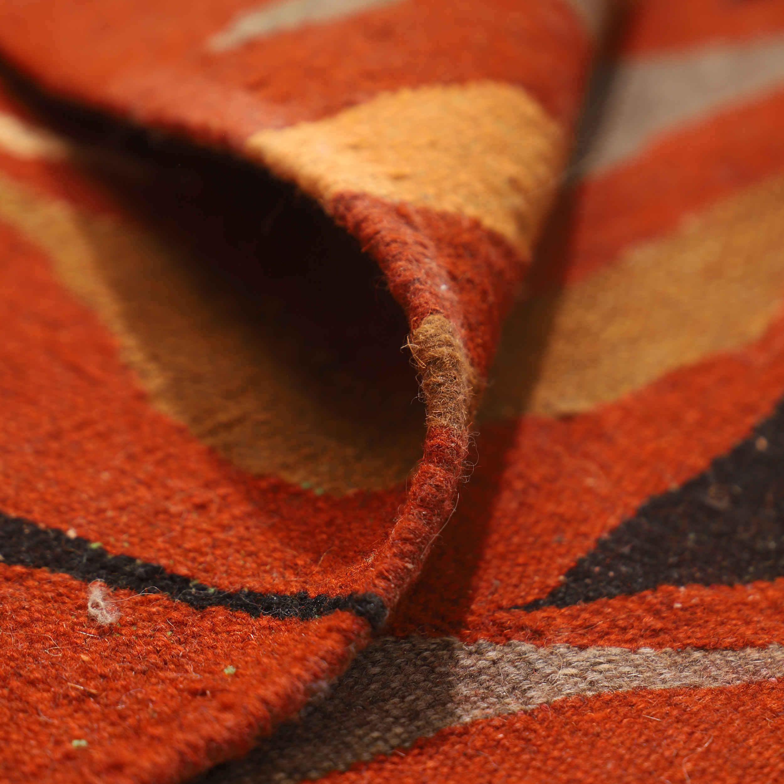 Price and Buy Artisan Persian Wool Kilim Rug Handwoven in Isfahan Wave Red - Image 5