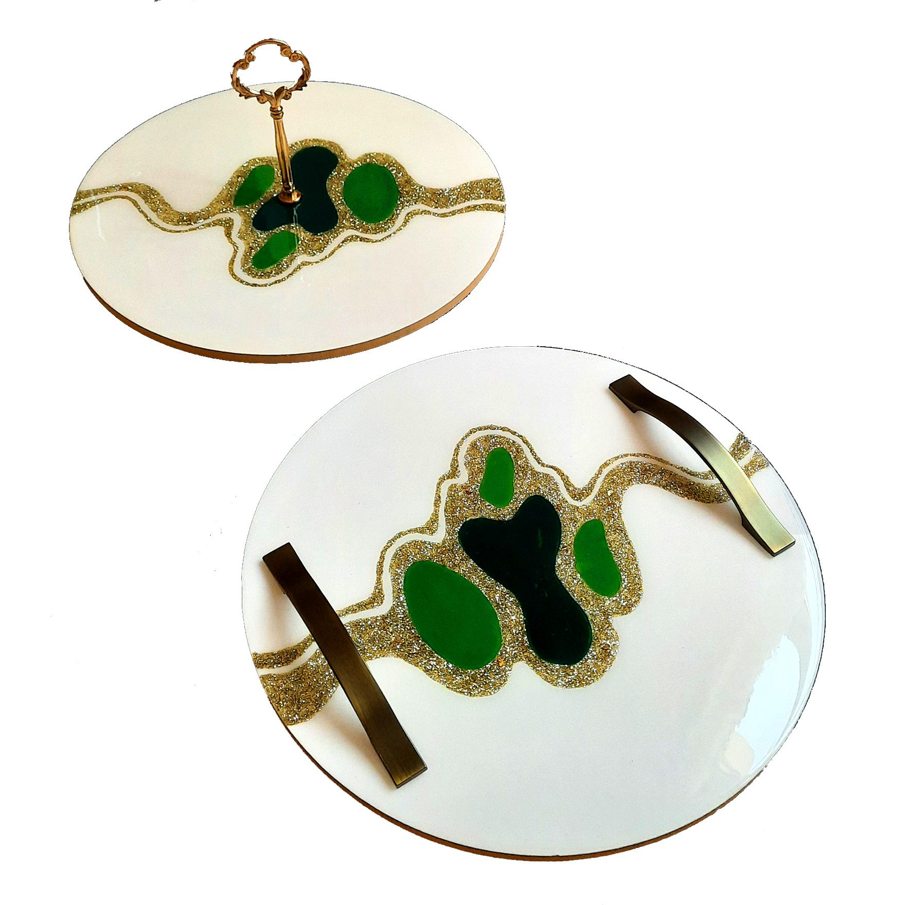 Price and Buy Artisan Resin Serving Tray Set of 2 in White