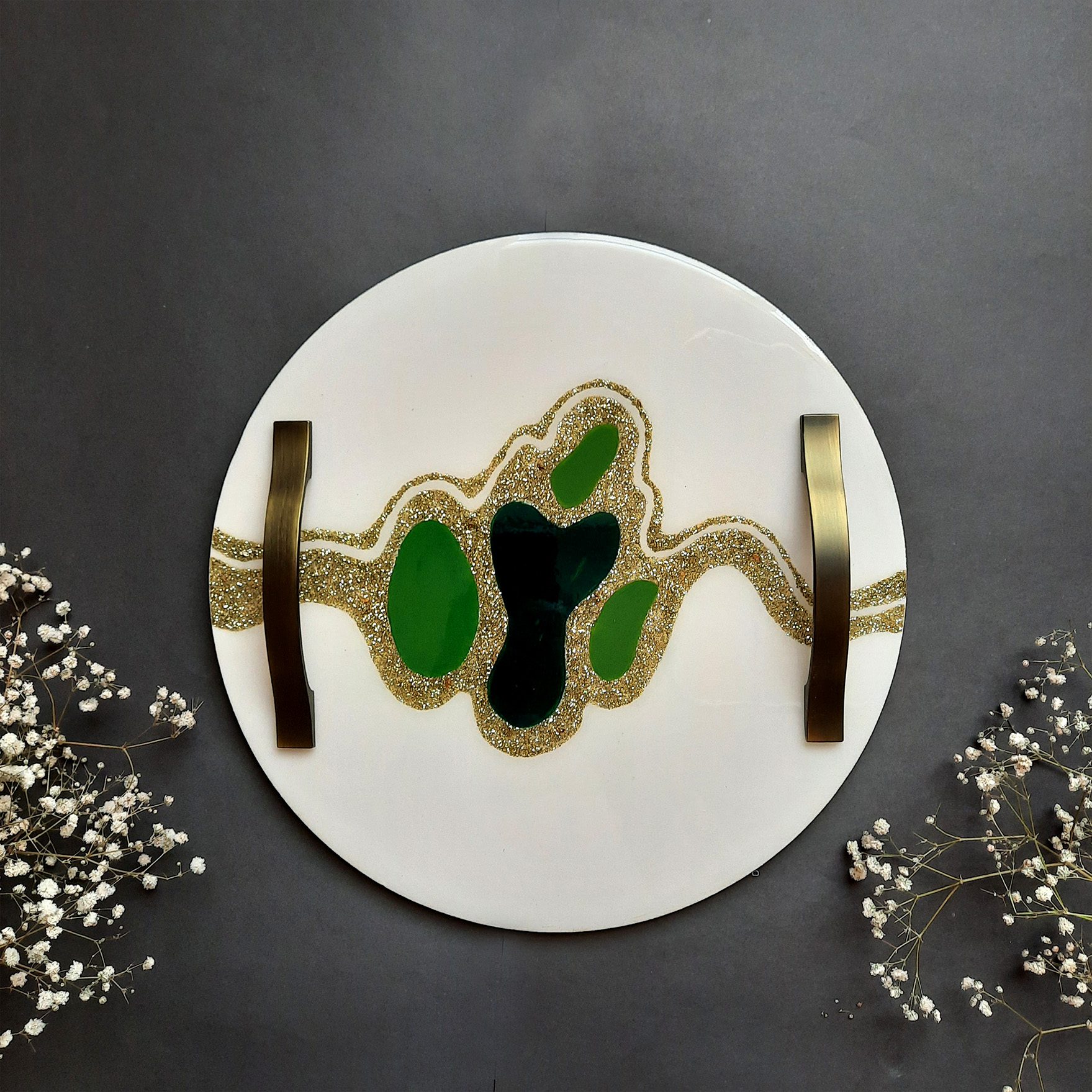 Price and Buy Artisan Resin Serving Tray Set of 2 in White - Image 3