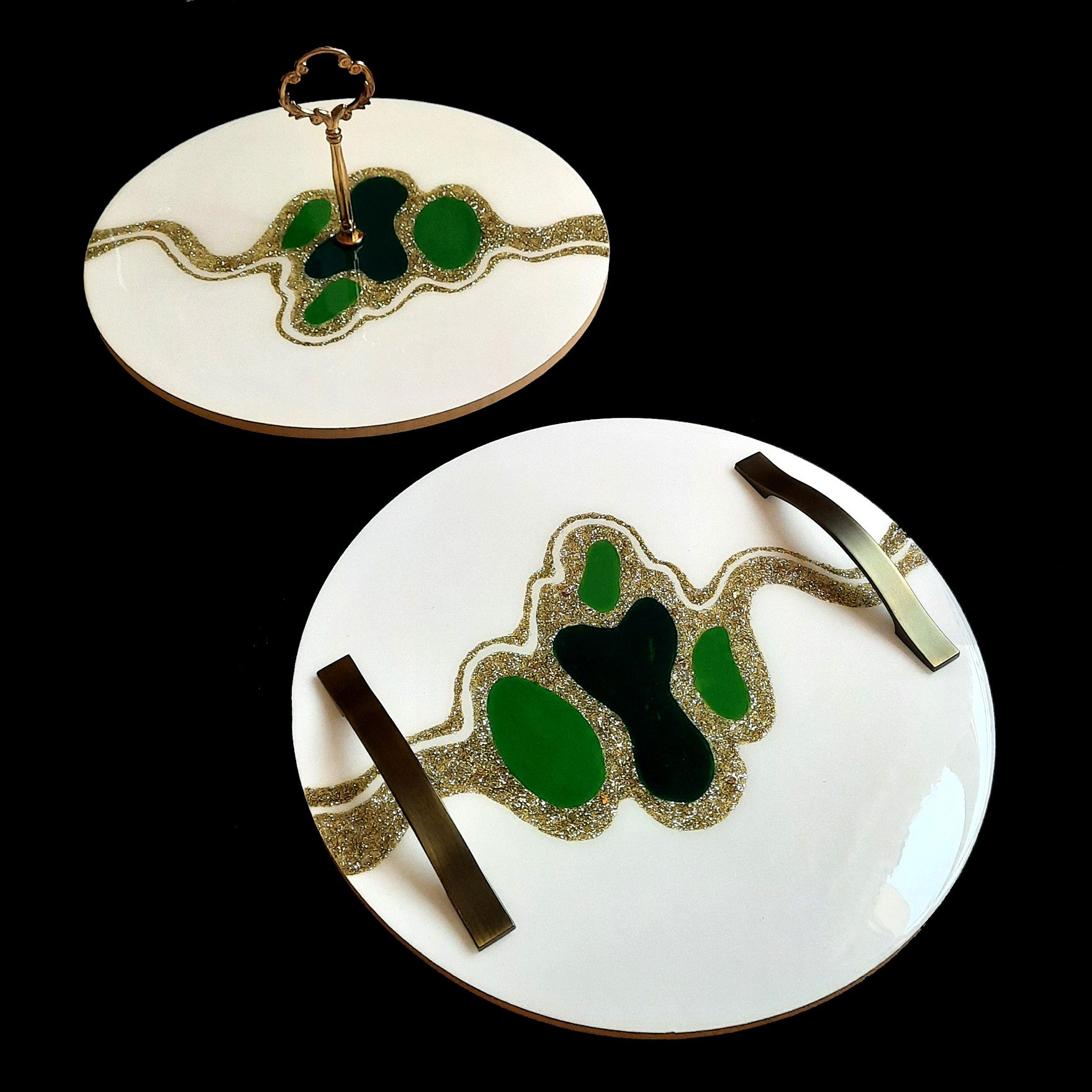 Price and Buy Artisan Resin Serving Tray Set of 2 in White - Image 6