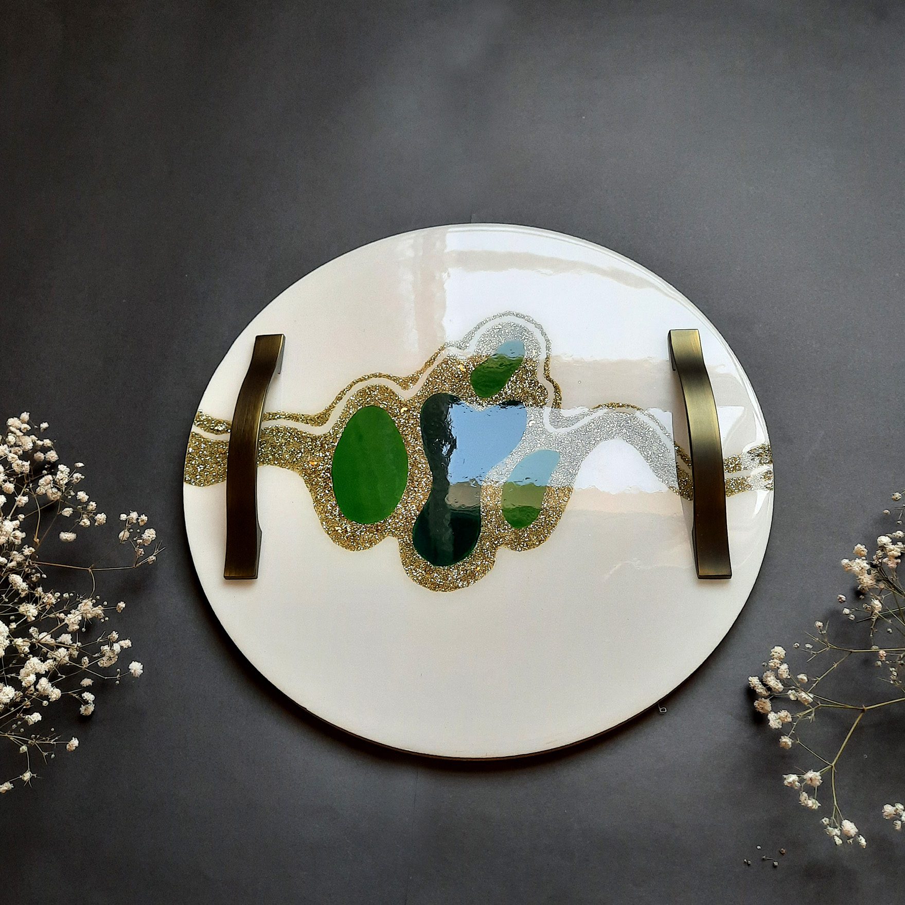 Price and Buy Artisan Resin Serving Tray Set of 2 in White - Image 7