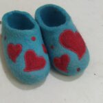 Price and Buy Artisan Wool Felt Slippers with Hand-Stitched Red Heart Pattern - Image 3