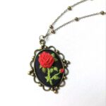 Price and Buy Artisanal Embroidered Bracelet and Necklace Duo – Rose Design - Image 3