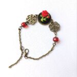 Price and Buy Artisanal Embroidered Bracelet and Necklace Duo – Rose Design - Image 4
