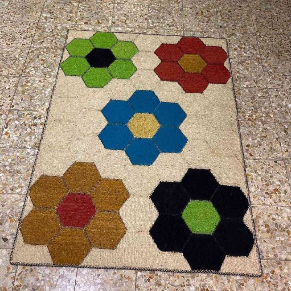 Price and Buy Artisanal Persian Wool Kilim Rug Handwoven Floral Cream - Image 6
