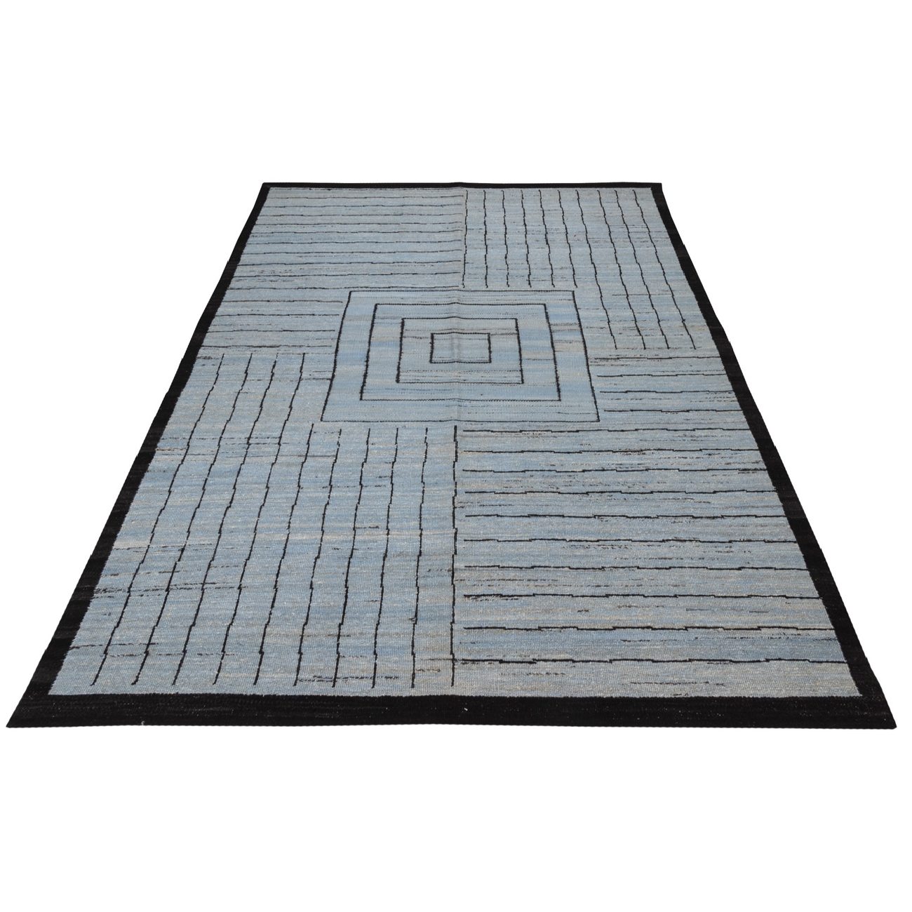 Price and Buy Artisanal Persian Wool Kilim Rug Handwoven in Fars Striped Gray - Image 8
