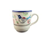 Price and Buy Artistic Ceramic Cup – Handcrafted with White Bird and Flower Painted Design