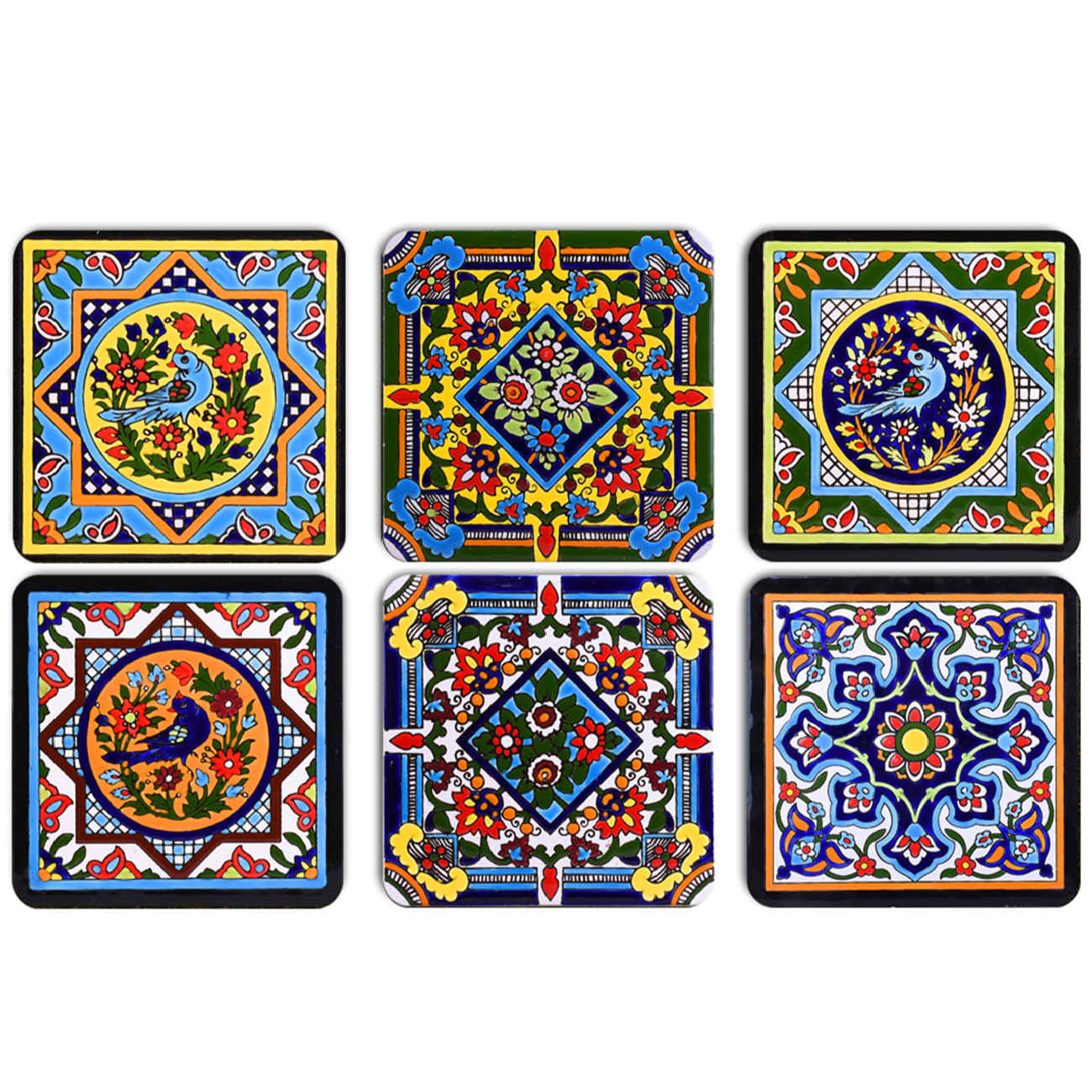 Price and Buy Artistic Coaster Set – Tile Model with Bird & Flower Design Pack of 6_6901232998bfc.jpeg Price and Buy Artistic Coaster Set – Tile Model with Bird & Flower Design Pack of 6 - Image 1