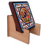 Price and Buy Artistic Coaster Set – Tile Model with Bird & Flower Design Pack of 6 - Image 3