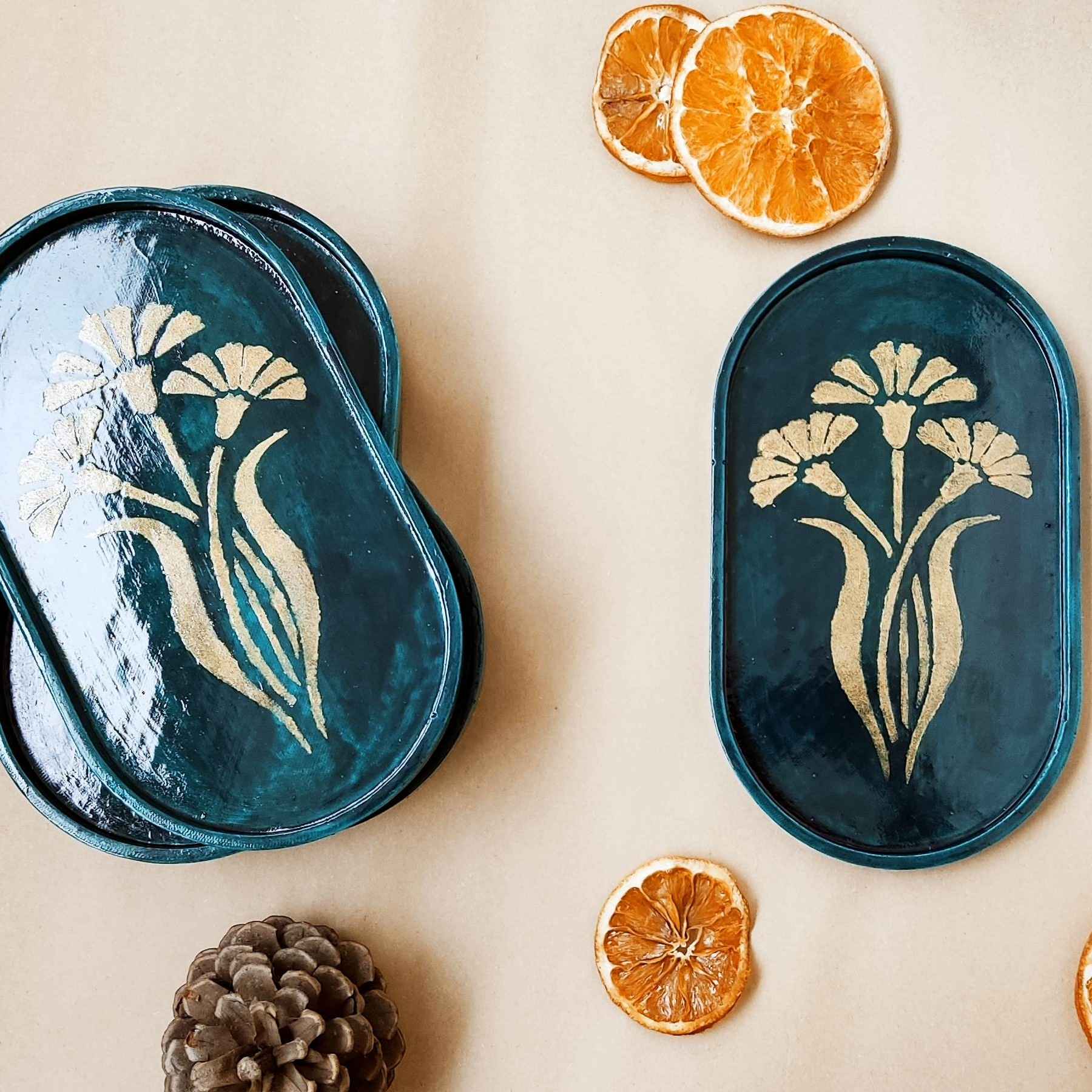Price and Buy Artistic Concrete Serving Tray with Floral Design - Image 3