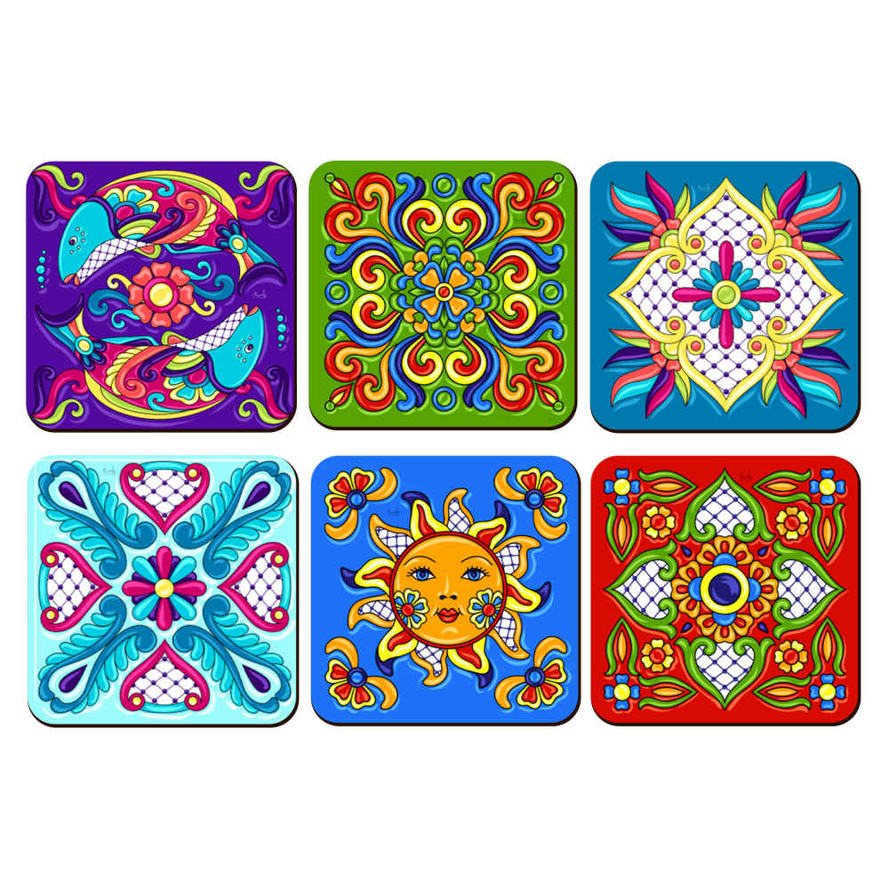 Price and Buy Artistic Drink Coaster Set with the Design Tile