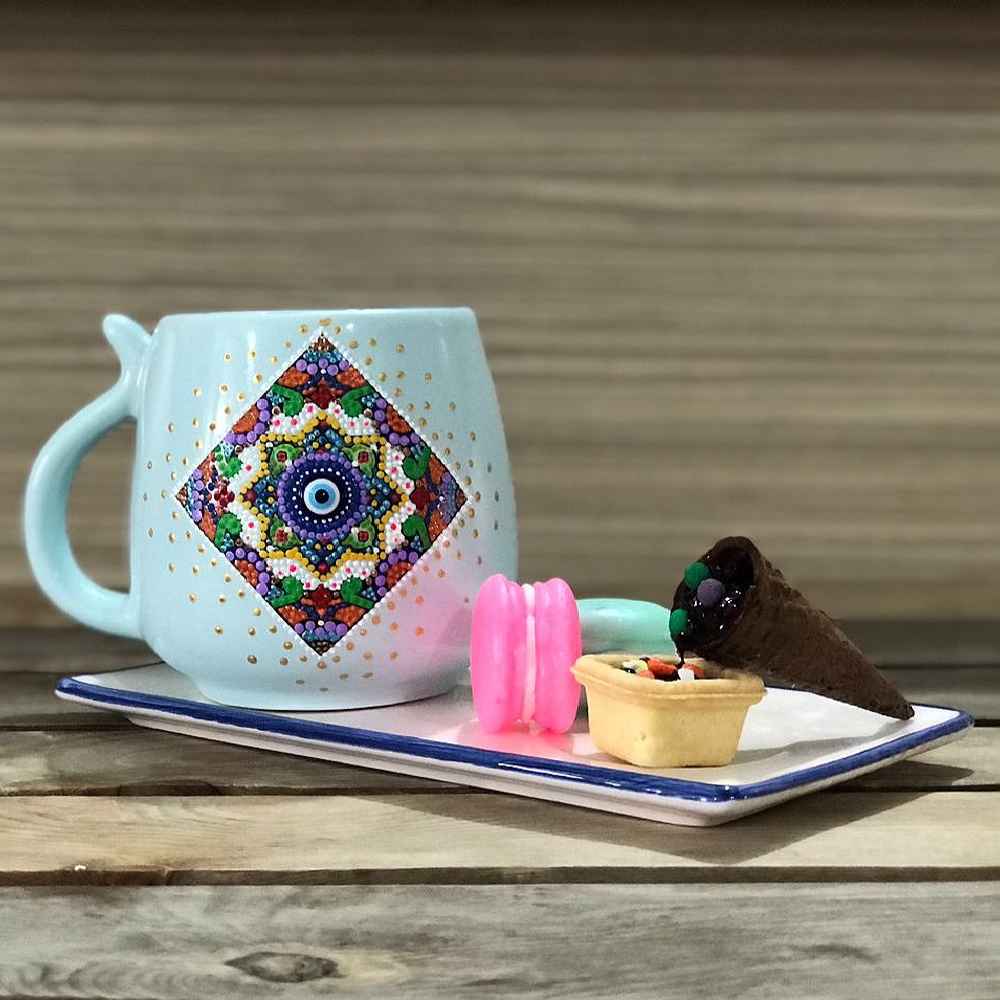 Price and Buy Artistic Handcrafted Ceramic Mug – Dot Art Pattern, Panah Model - Image 3