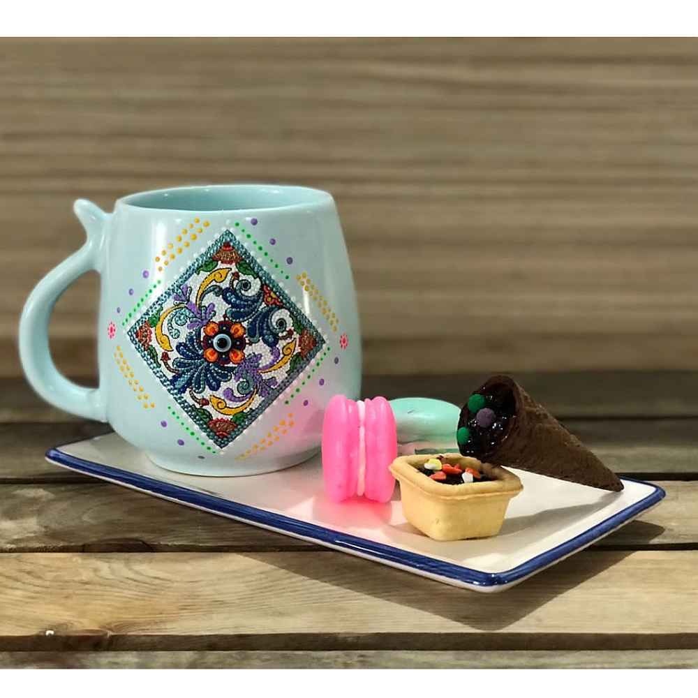 Price and Buy Artistic Handcrafted Ceramic Mug – Dot Art Pattern, Romina Model - Image 3