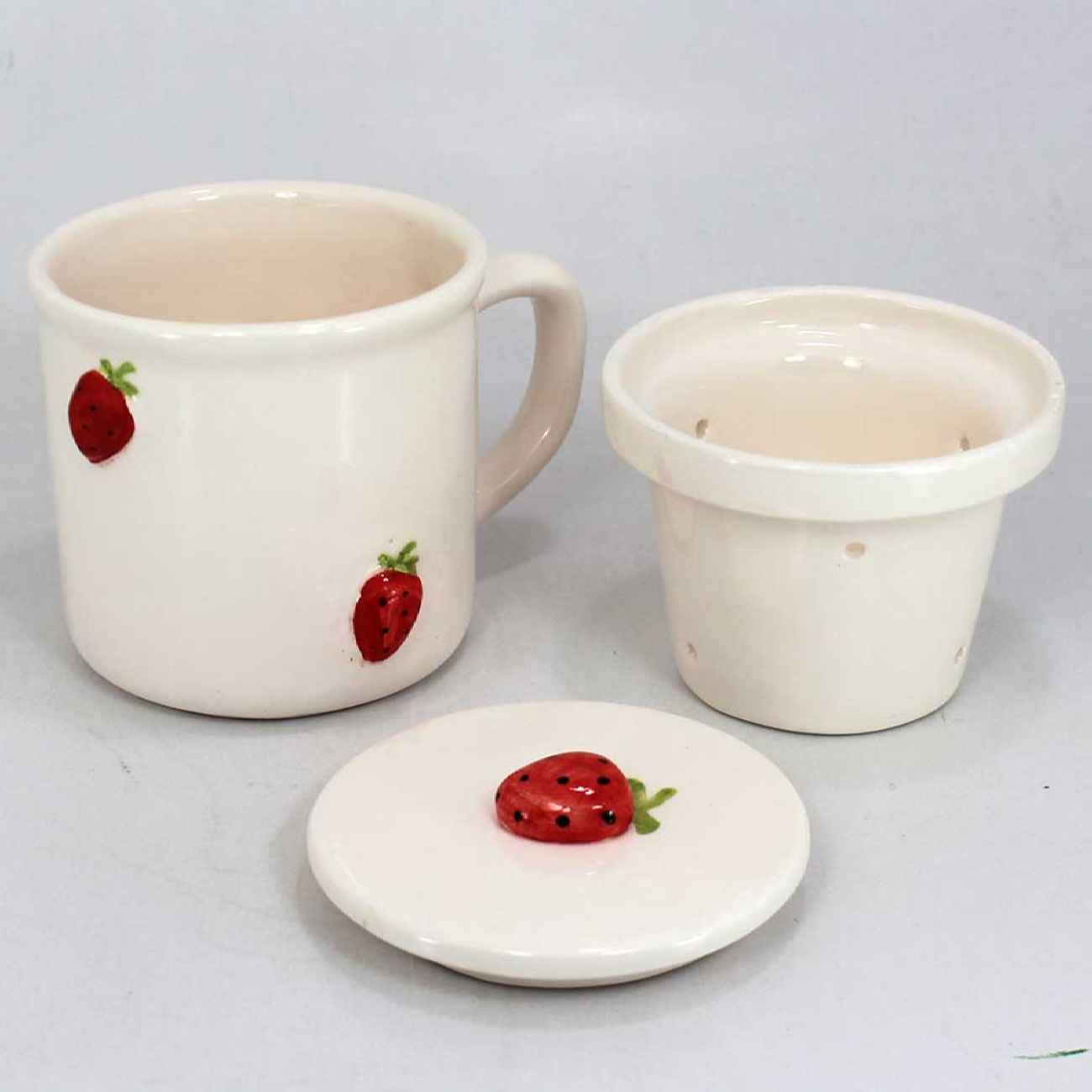 Price and Buy Artistic Handcrafted Ceramic Mug – Strawberries Design - Image 3