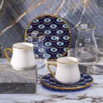 Price and Buy Artistic Porcelain Tea Set of 6 with Evil Eye Design – Unique & Symbolic Tea Service - Image 3