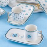 Price and Buy Artistic Porcelain Tea Set with White Evil Eye Design – Protective & Beautiful Tableware - Image 3