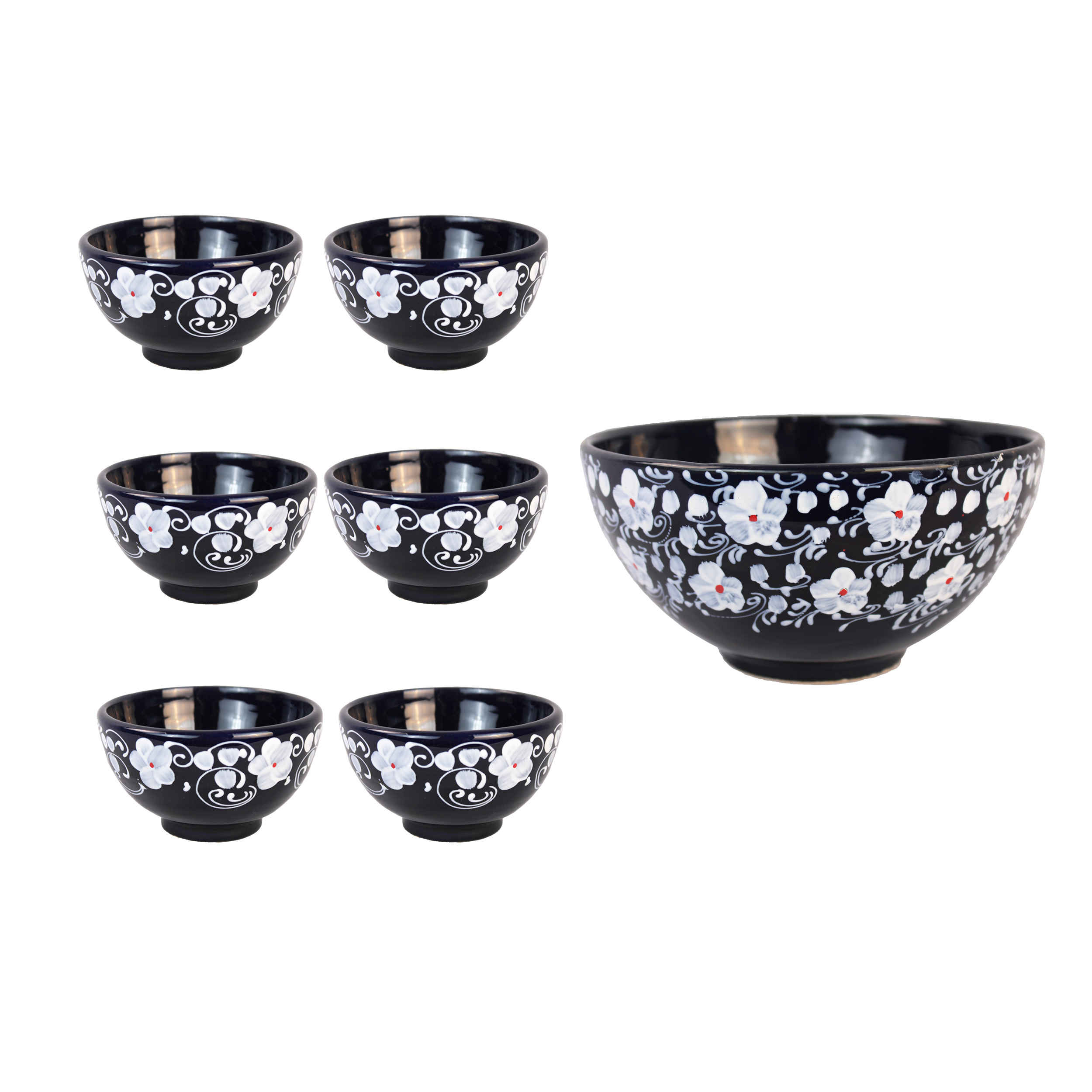 Price and Buy Artistic Pottery Bowl – For Serving Yogurt, Soup, Ash, Noodles, Ice Cream | Black (Set of 6)