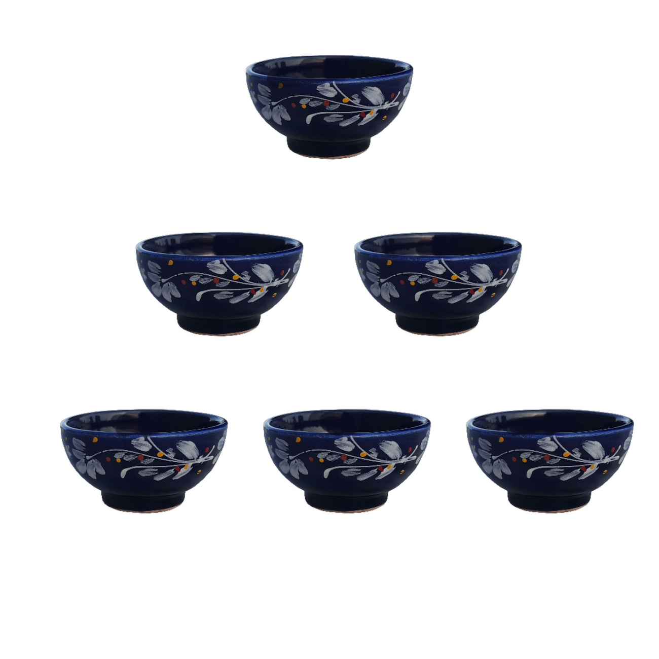 Price and Buy Artistic Pottery Bowl – For Serving Yogurt, Soup, Ash, Noodles, Ice Cream | Blue (Set of 6)