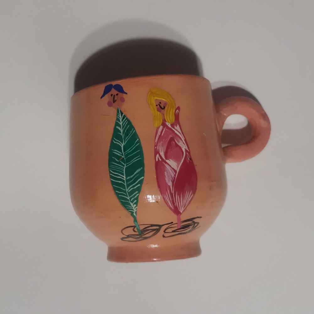 Price and Buy Artistic Pottery Cup – Handcrafted with Couple Pattern - Image 3