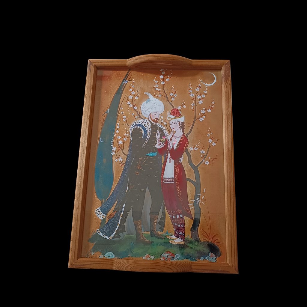 Price and Buy Artistic Wooden Glass Tray – Khosrow & Shirin Persian Design - Image 3