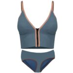 Price and Buy Athletic Crop Top and Panty Set – Front-Zip, Padded, Model 4563 in Blue