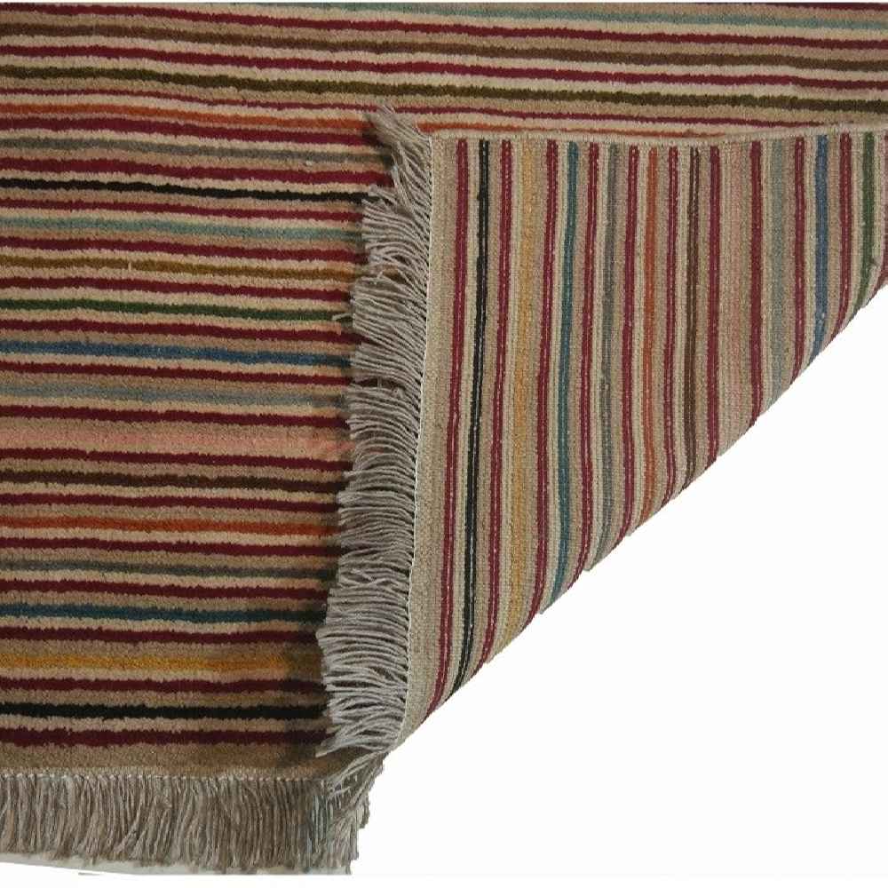 Price and Buy Authentic Genuine Persian Gabbeh Wool Rug Handwoven Striped Red - Image 3