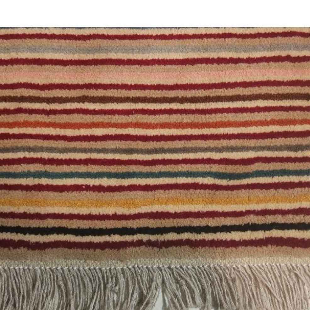 Price and Buy Authentic Genuine Persian Gabbeh Wool Rug Handwoven Striped Red - Image 4