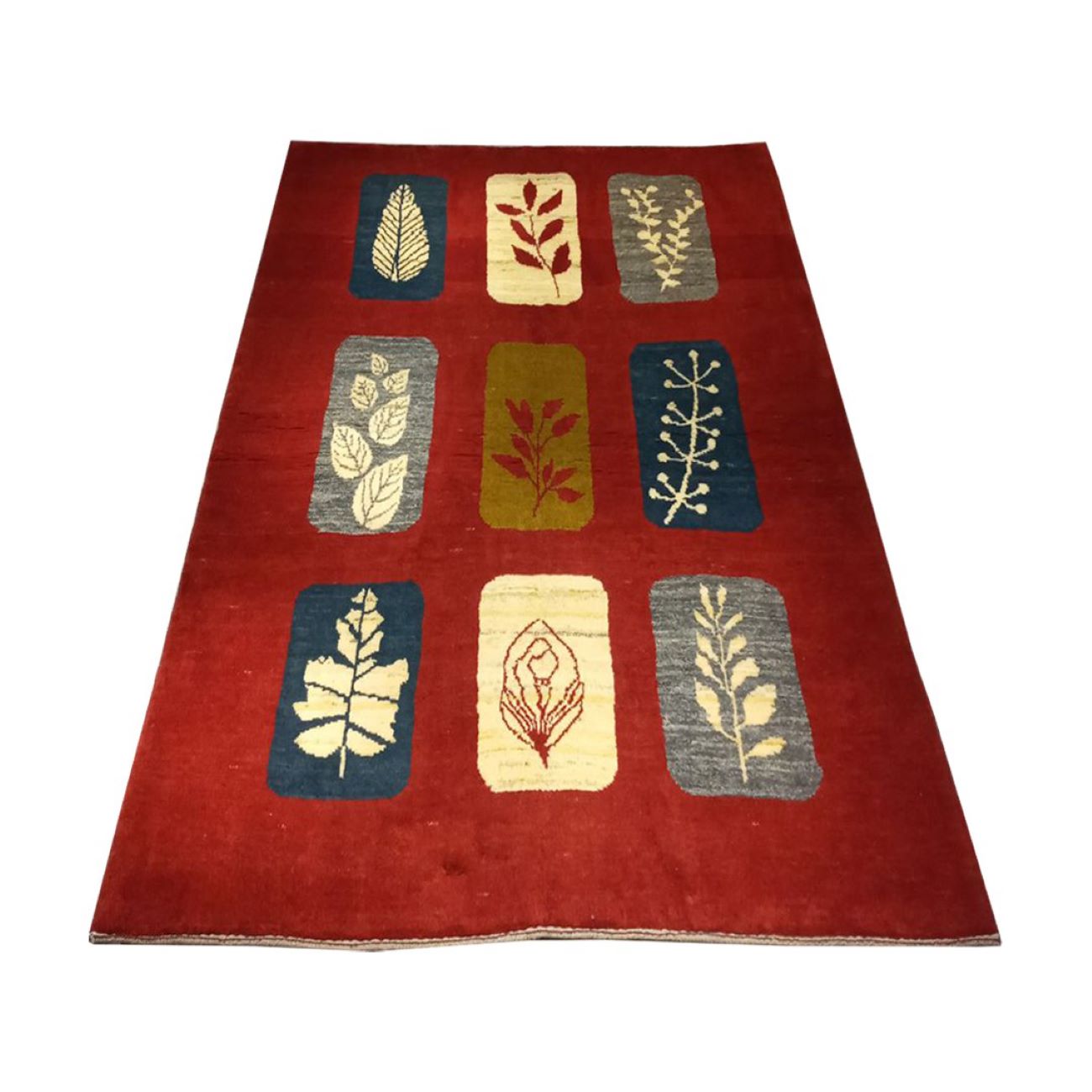 Price and Buy Authentic Persian Gabbeh Wool Rug Handwoven Leaf Motifs - Image 7