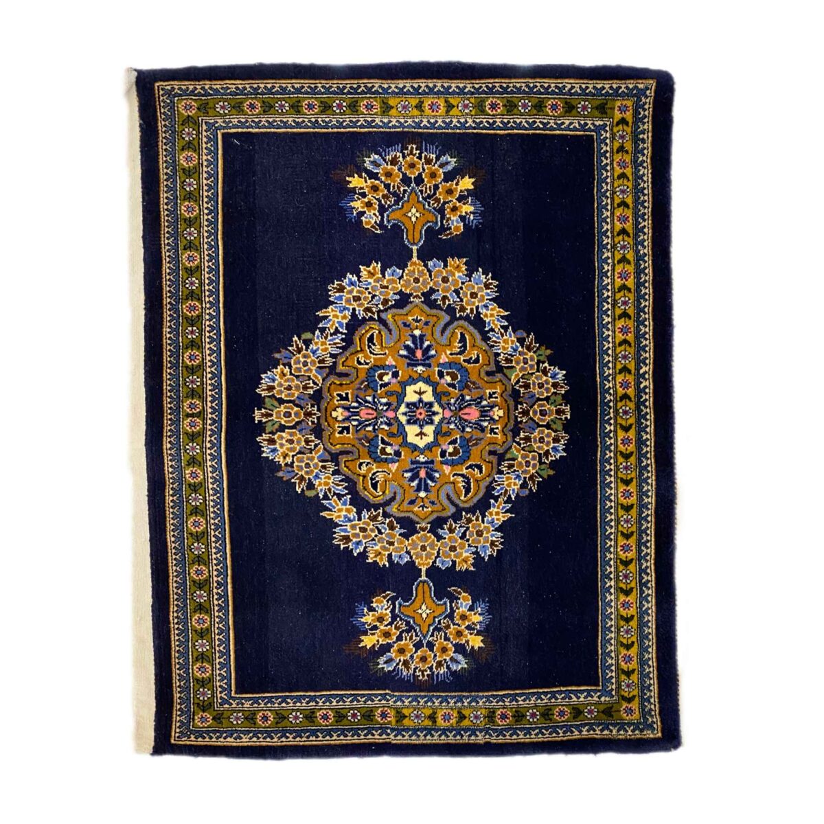 Price and Buy Authentic Persian Prayer Rug Hand-Knotted & Luxurious Sajada Navy Blue