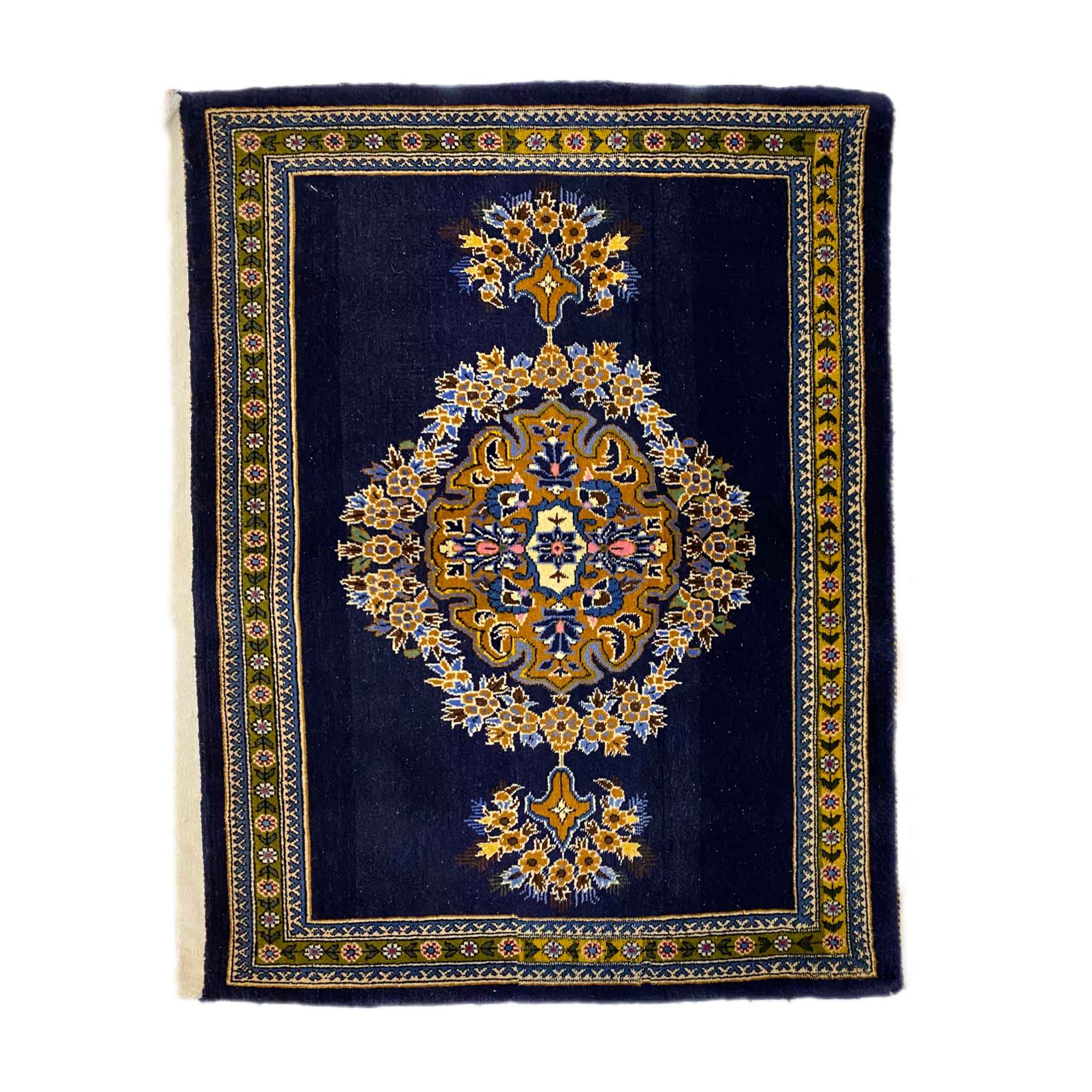 Price and Buy Authentic Persian Prayer Rug Hand-Knotted & Luxurious Sajada Navy Blue