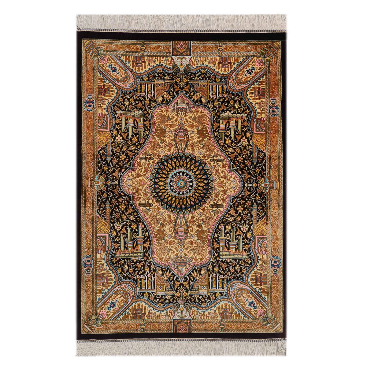 Price and Buy Authentic Persian Prayer Silk Rug Hand-Knotted & Luxurious Sajada Dastbaf