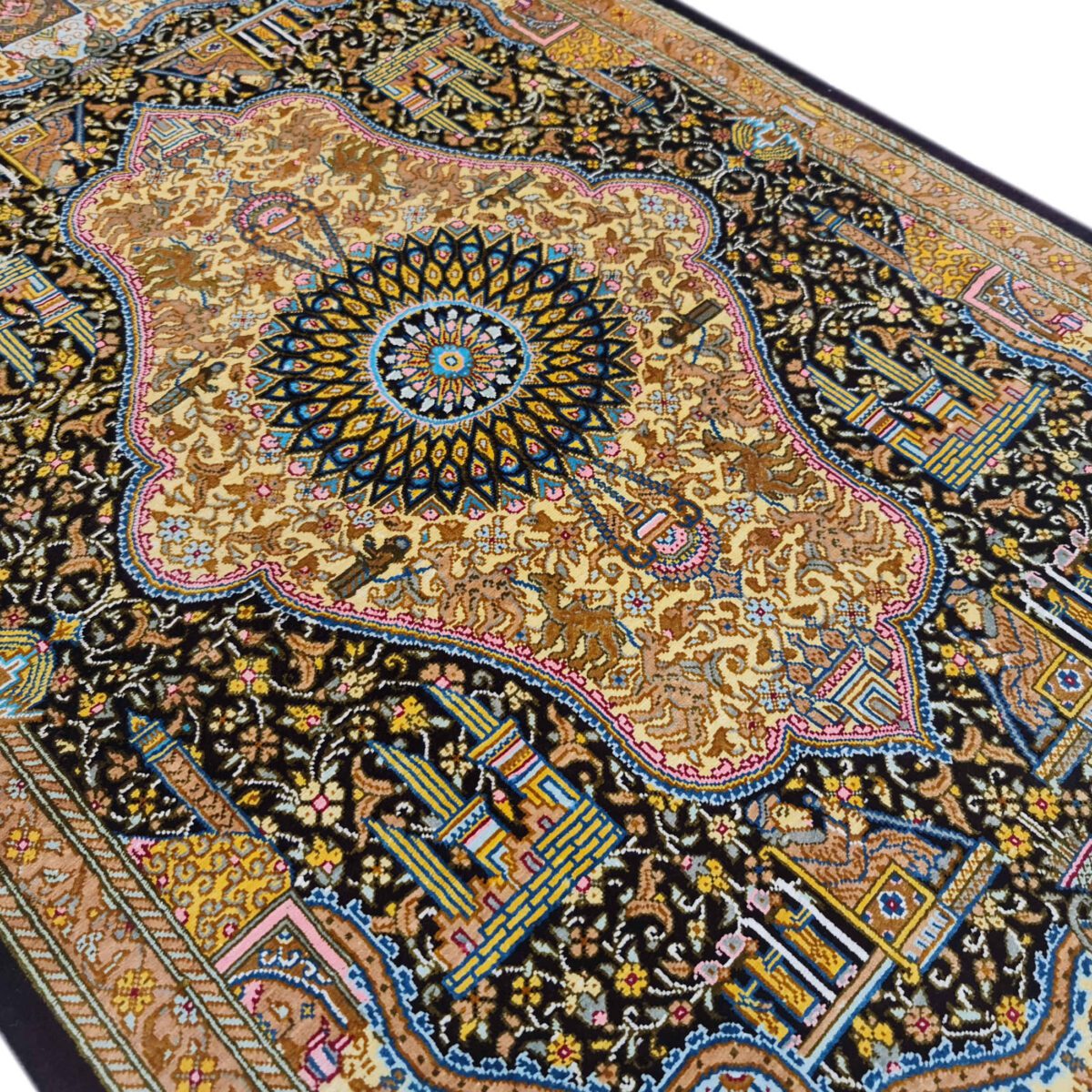 Price and Buy Authentic Persian Prayer Silk Rug Hand-Knotted & Luxurious Sajada Dastbaf - Image 4