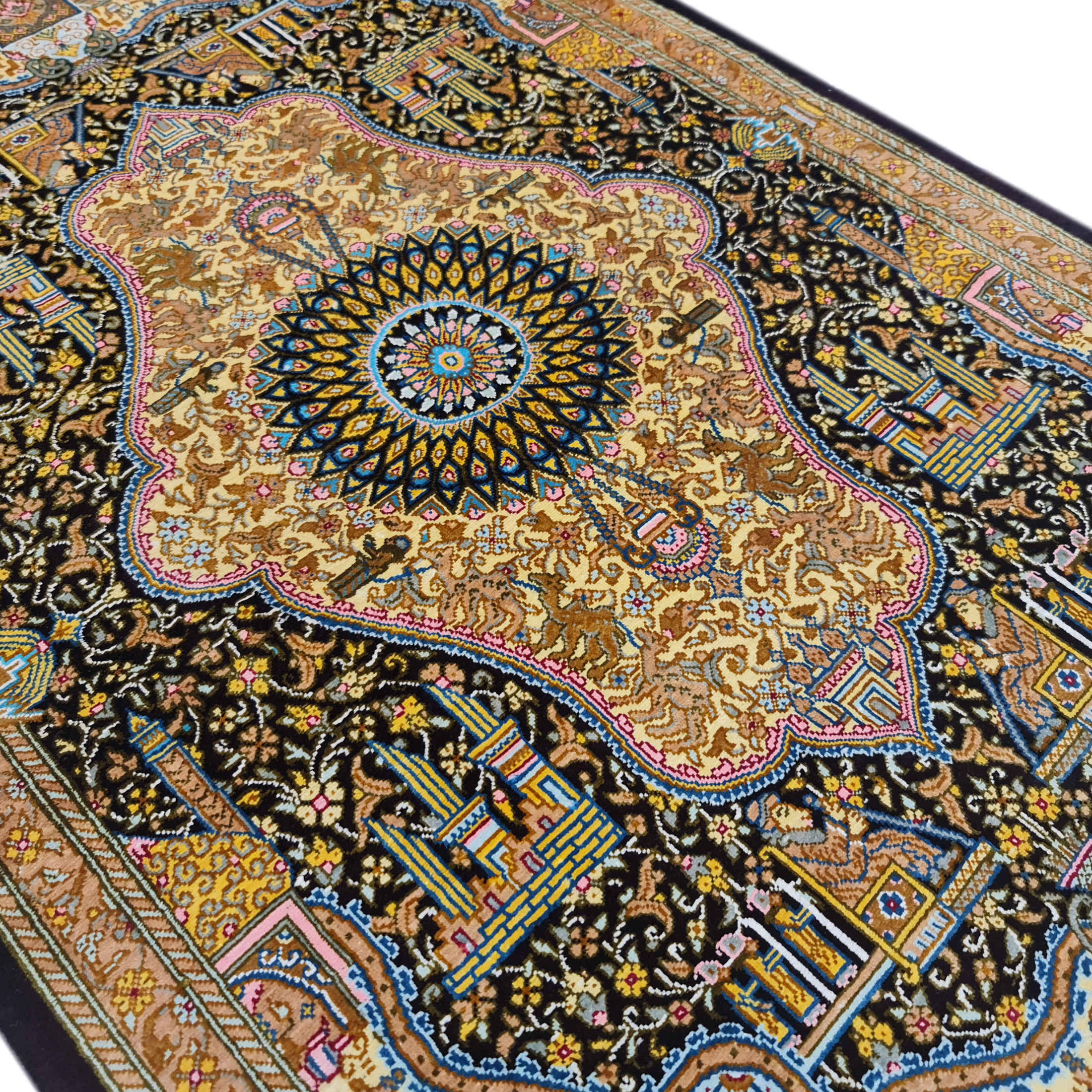 Price and Buy Authentic Persian Prayer Silk Rug Hand-Knotted & Luxurious Sajada Dastbaf - Image 4