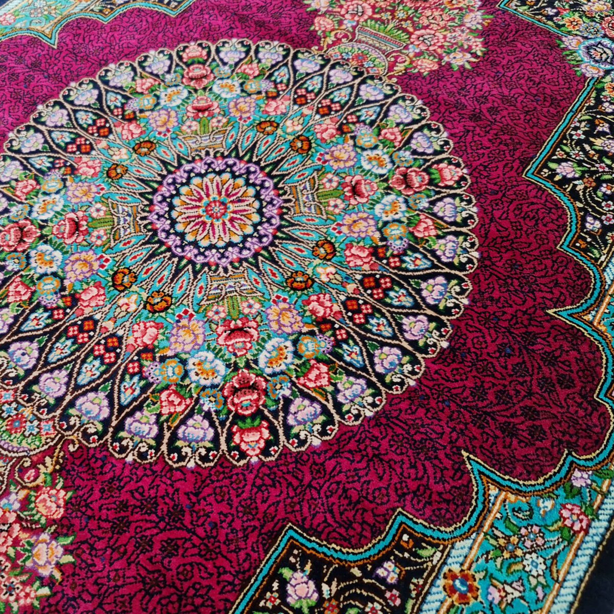 Price and Buy Authentic Persian Prayer Silk Rug Hand-Knotted & Luxurious Sajada Keyvan - Image 3