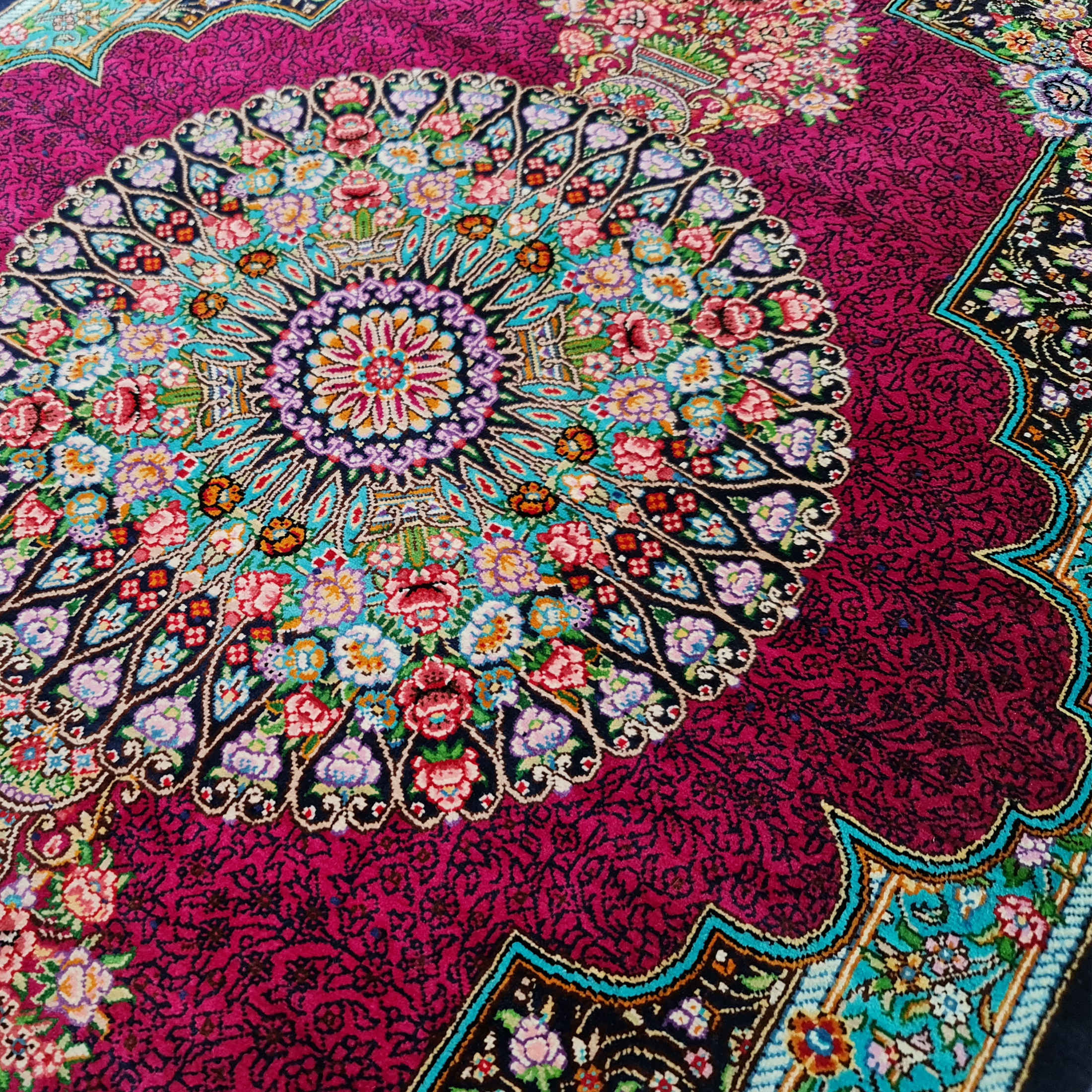 Price and Buy Authentic Persian Prayer Silk Rug Hand-Knotted & Luxurious Sajada Keyvan - Image 3