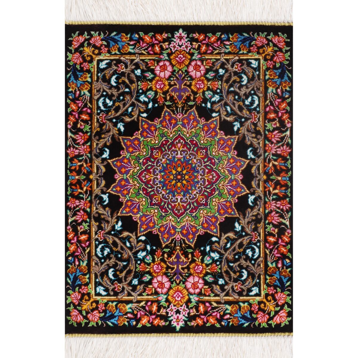 Price and Buy Authentic Persian Prayer Silk Rug Hand-Knotted & Luxurious Sajada Medallion