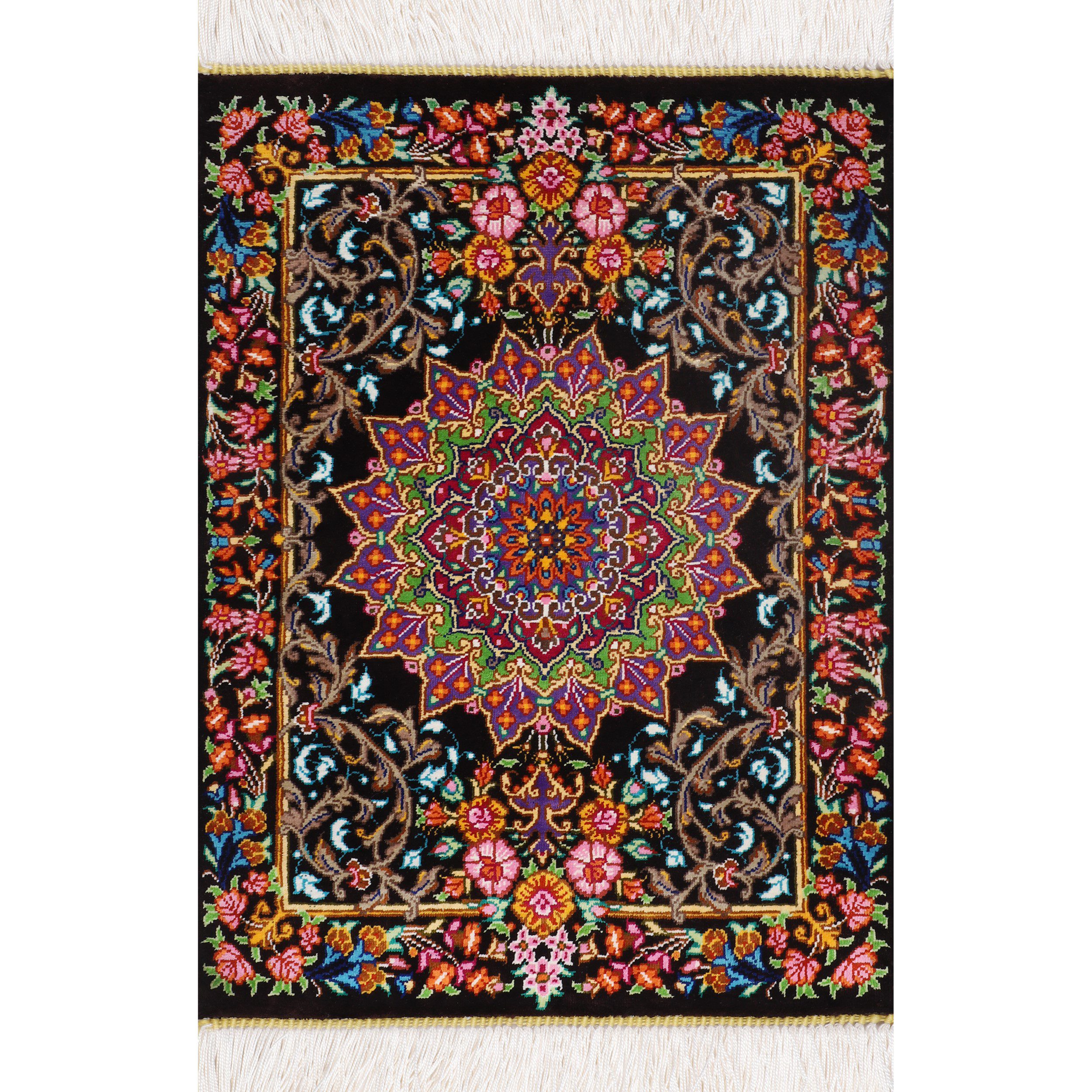 Price and Buy Authentic Persian Prayer Silk Rug Hand-Knotted & Luxurious Sajada Medallion