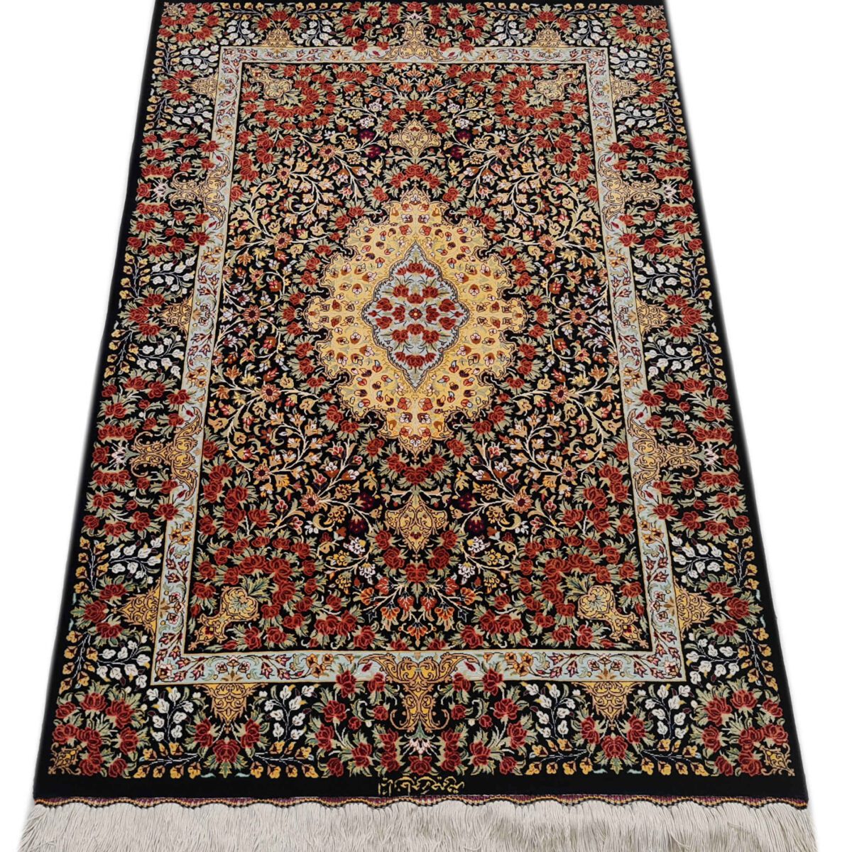 Price and Buy Authentic Persian Prayer Silk Rug Hand-Knotted & Luxurious Sajada Rahimi - Image 3