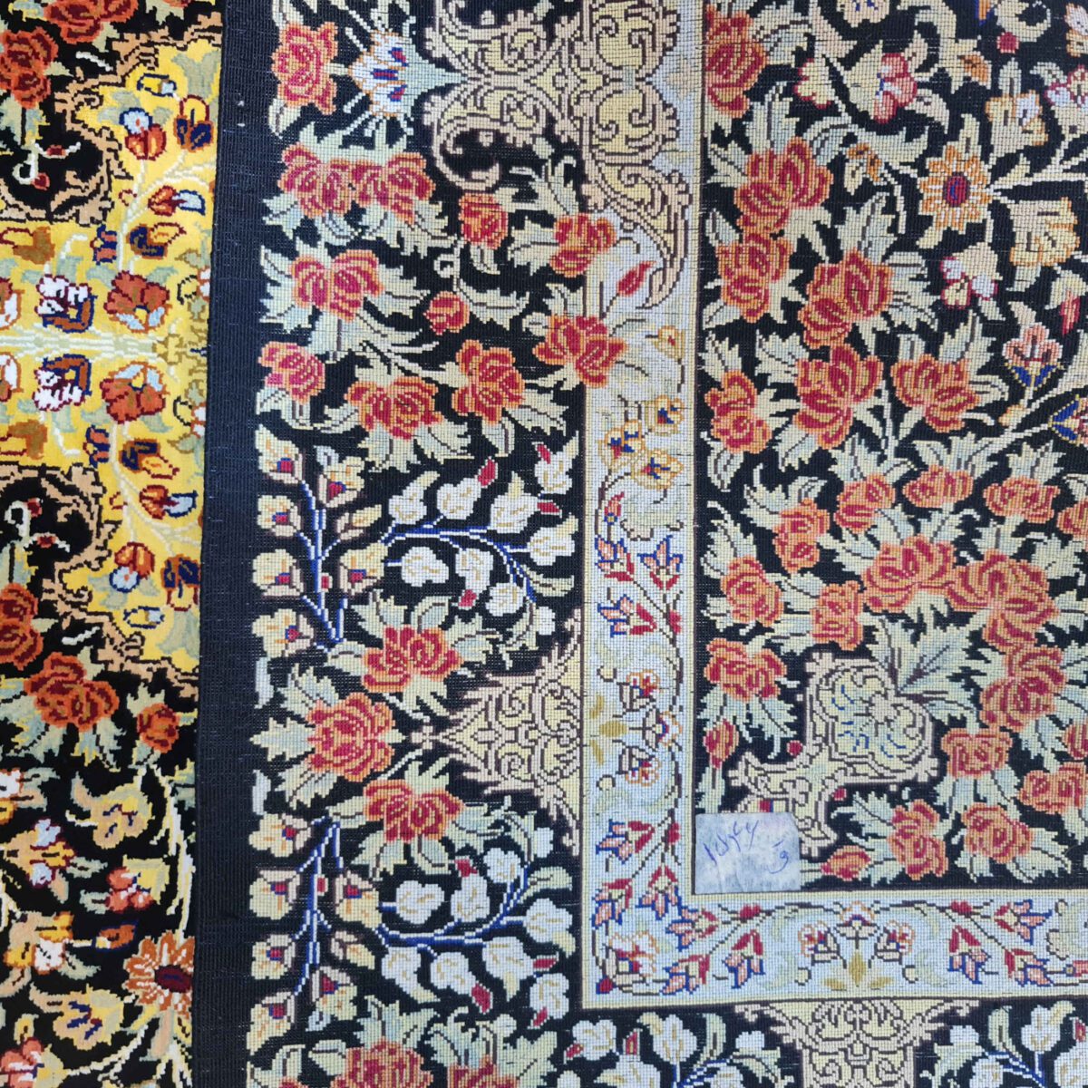 Price and Buy Authentic Persian Prayer Silk Rug Hand-Knotted & Luxurious Sajada Rahimi - Image 4