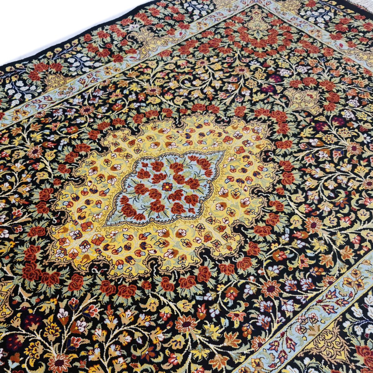 Price and Buy Authentic Persian Prayer Silk Rug Hand-Knotted & Luxurious Sajada Rahimi - Image 5