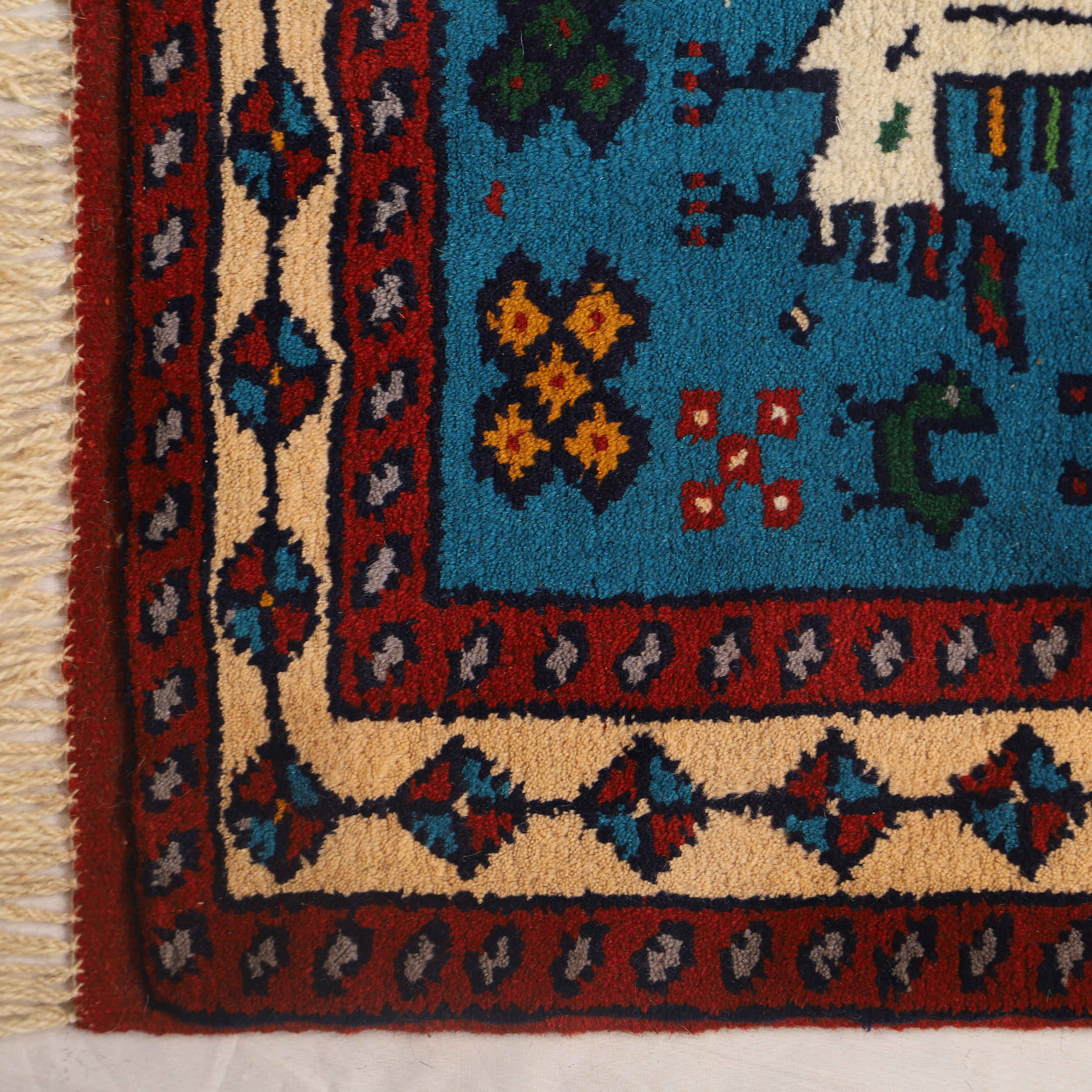 Price and Buy Authentic Persian Wool Carpet Hand-Knotted in Khorasan Animal Motifs Blue - Image 4