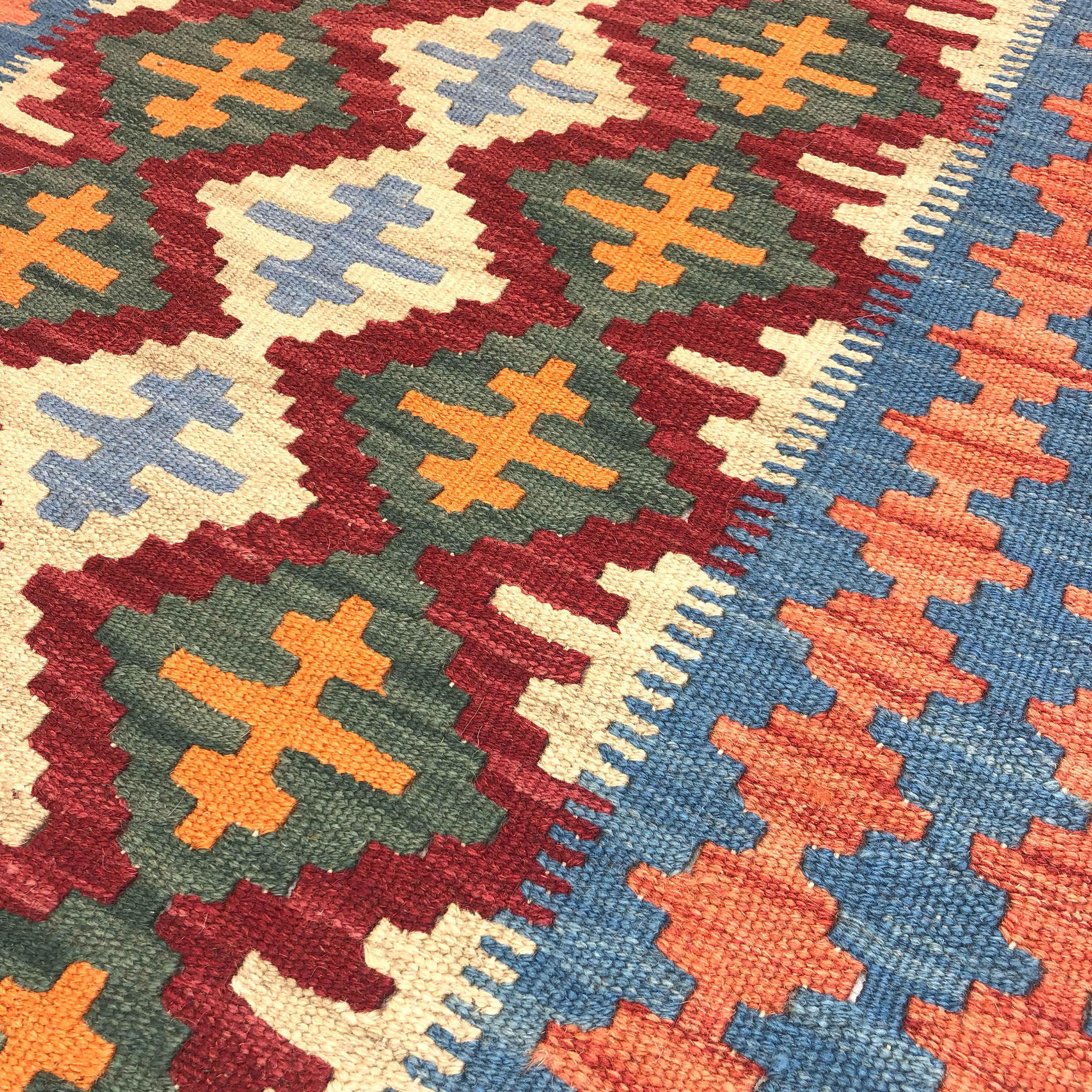 Price and Buy Authentic Persian Wool Kilim Rug Handwoven in Firuzabad Qashqai - Image 3