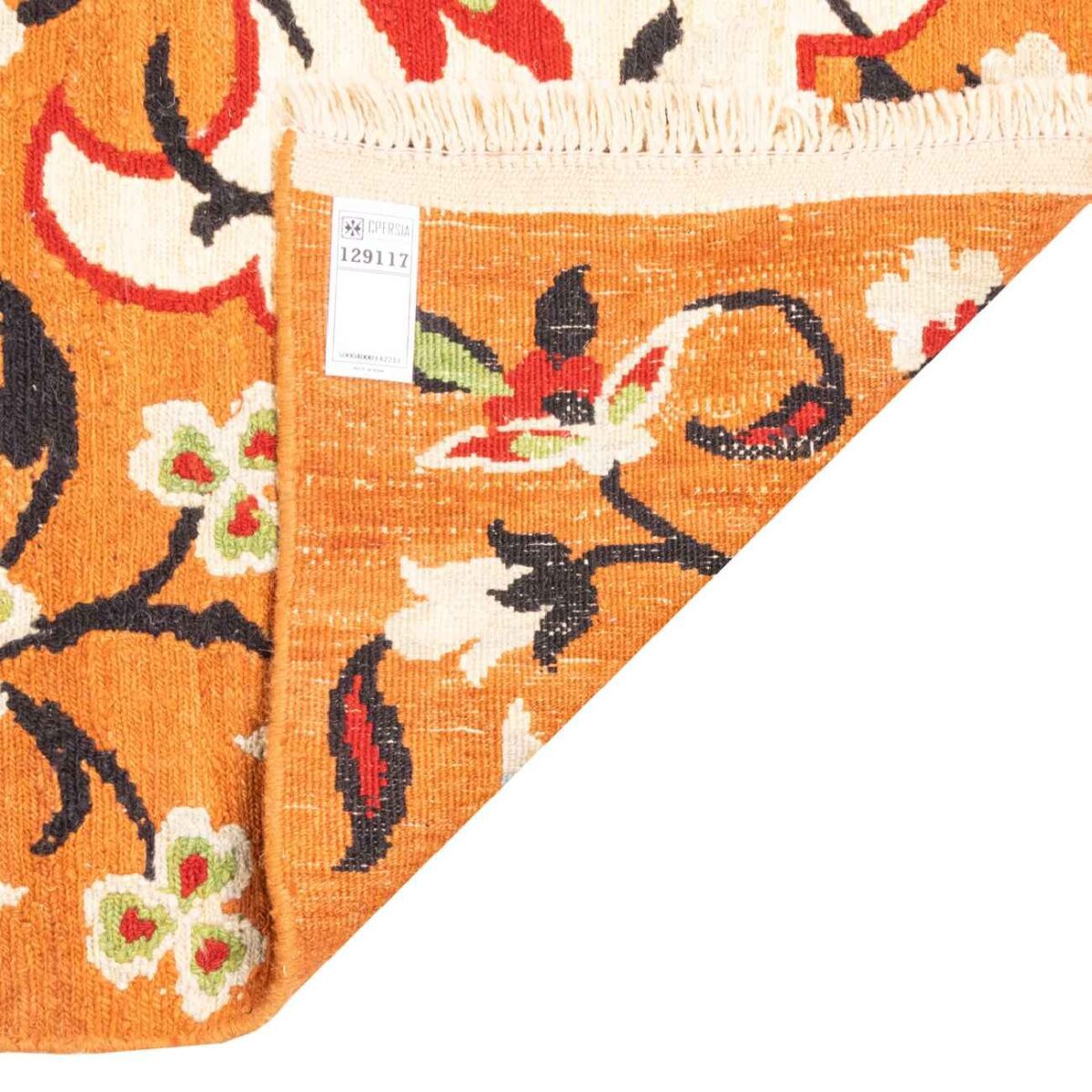 Price and Buy Authentic Persian Wool Kilim Rug Handwoven in Kerman Floral Orange - Image 5
