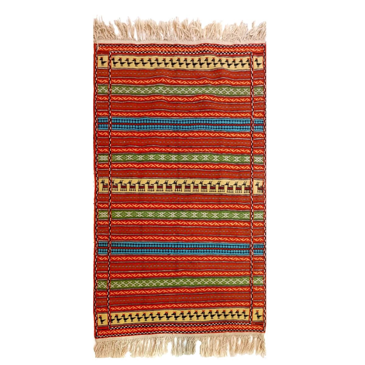Price and Buy Authentic Persian Wool Kilim Rug Handwoven in Khorasan Striped Red