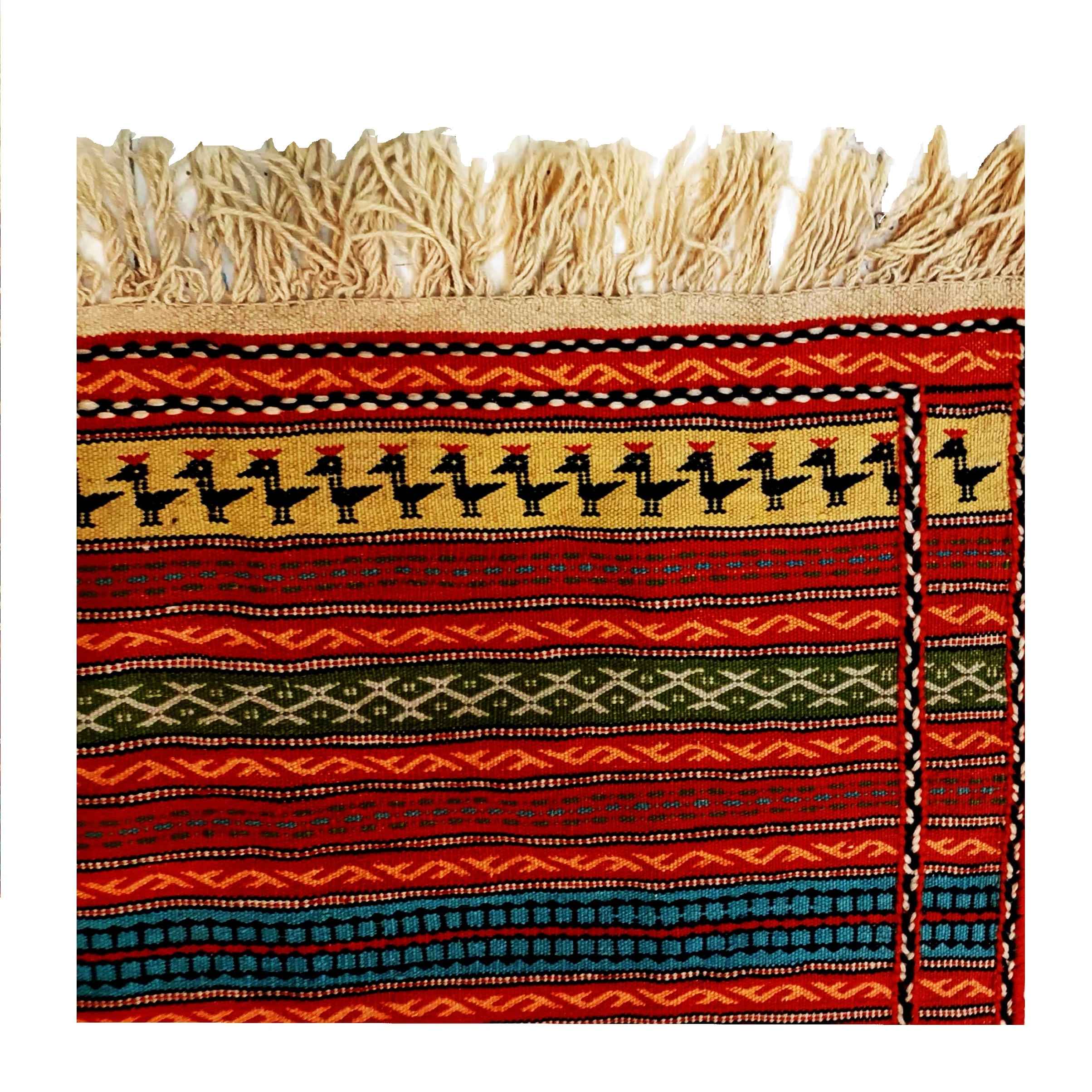 Price and Buy Authentic Persian Wool Kilim Rug Handwoven in Khorasan Striped Red - Image 3
