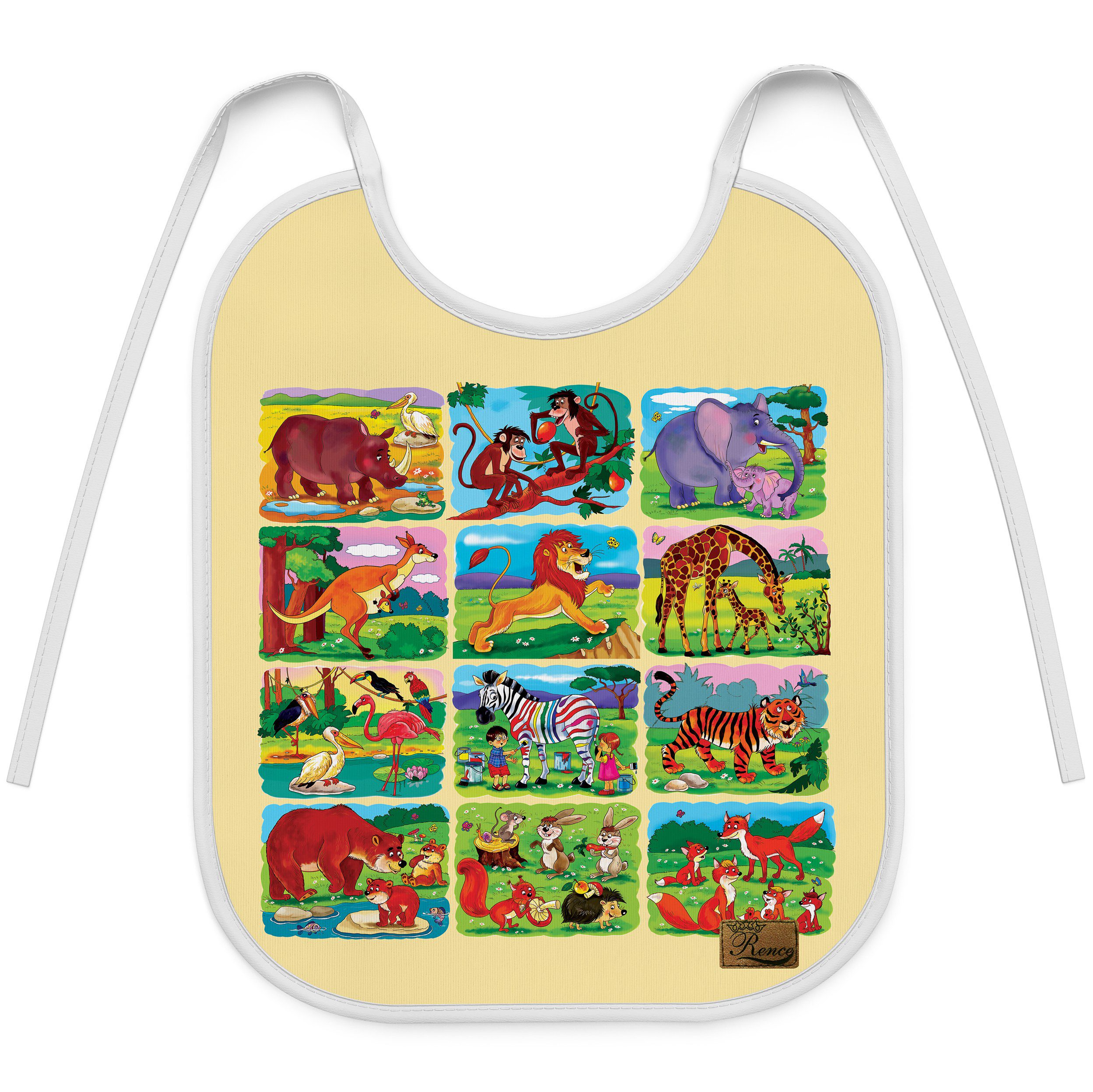 Price and Buy Baby Bib Animal Kingdom Illustrated with Tie Strap_69023751d66e8.jpeg Price and Buy Baby Bib Animal Kingdom Illustrated with Tie Strap - Image 1