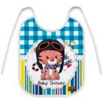 Price and Buy Baby Bib Cartoon Tiger Pilot with Gingham and Stripe Pattern