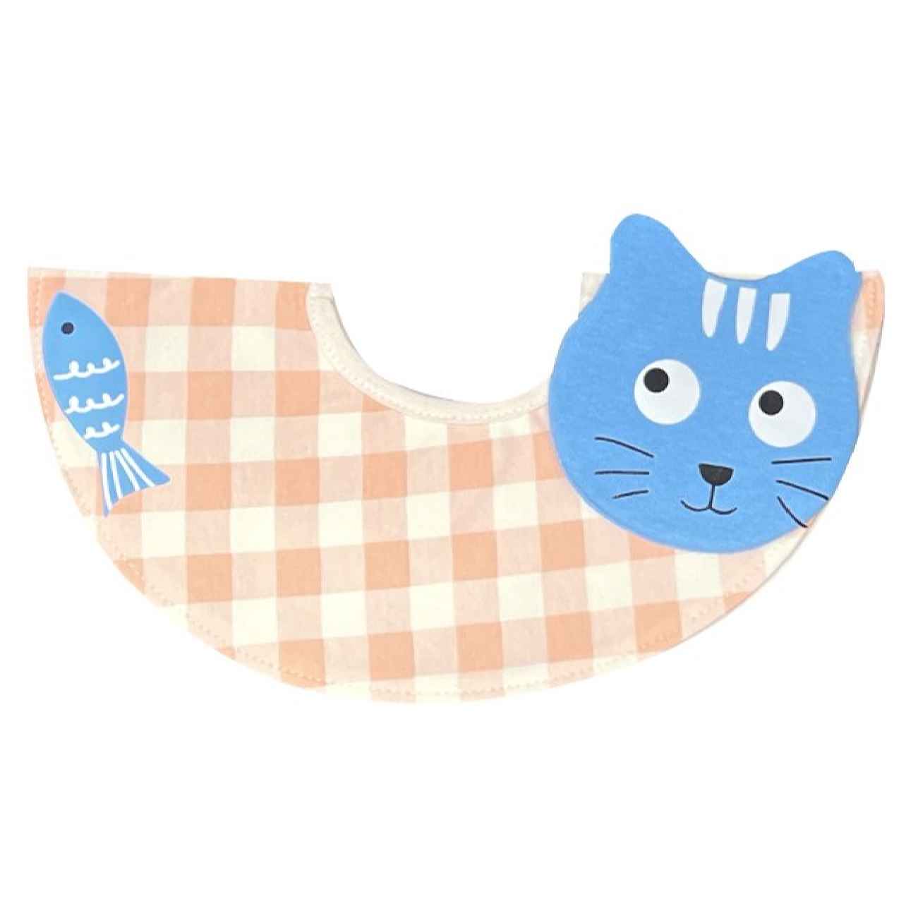 Price and Buy Baby Bib Charming Checkered with Cute Cat Applique and Fish Detail_690237153f5d0.jpeg Price and Buy Baby Bib Charming Checkered with Cute Cat Applique and Fish Detail - Image 1