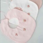 Price and Buy Baby Bib Embroidered Rose Set with Knot Closure